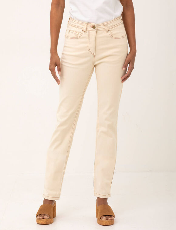 Pantalon droit sculptant, renfort gainant (&eacute;cru)