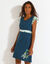Chemise de nuit courte imprimé placé (bleu foncé)