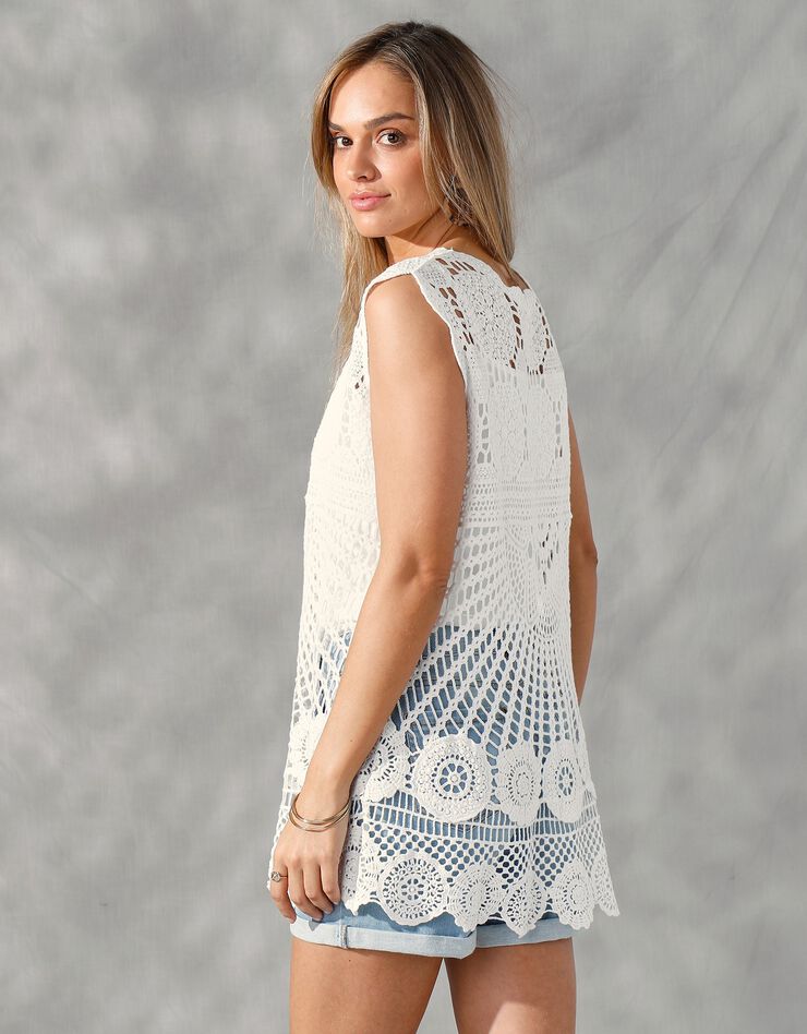 Tunique macramé forme évasée (écru)