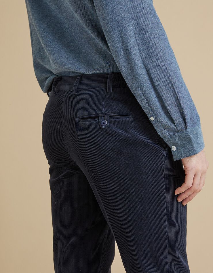 Pantalon velours taille élastiquée sans pince (marine) Pantalon velours taille élastiquée sans pince (marine)