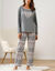 Pyjama pantalon imprim&eacute; coeur, maille polaire (gris / rose)