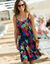Robe évasée imprimée (noir / bleu)