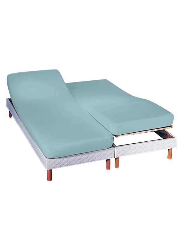 Drap-housse uni sommier articulé coton - bonnets 26 cm (céladon)