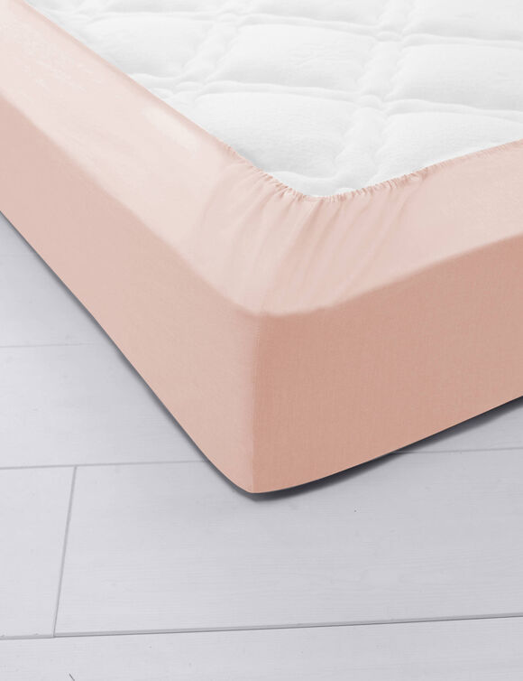 Drap-housse uni jersey bonnets 26 cm (rose poudré)