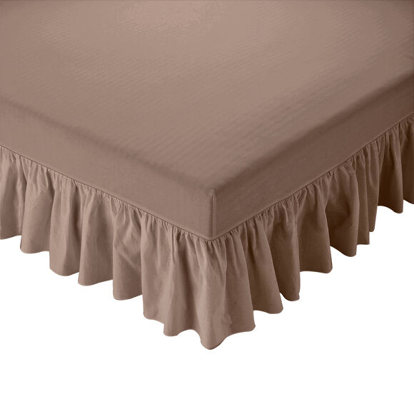 Cache-sommier int&eacute;gral volant fantaisie (taupe)