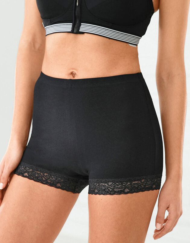 Boxer coton dentelle - lot de 2 (noir)