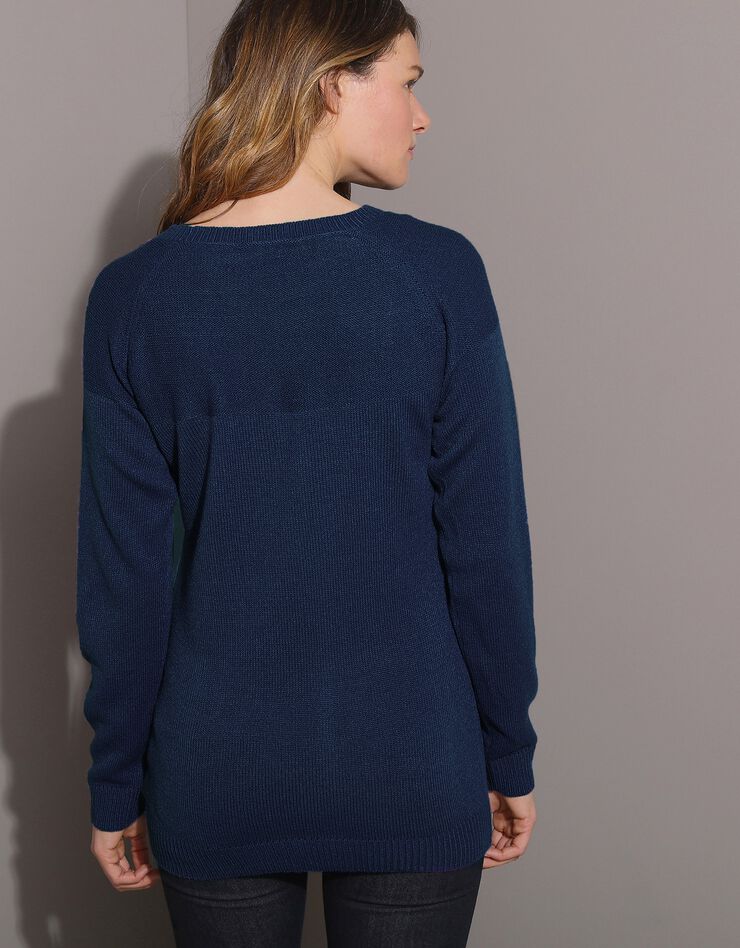 Pull marinière manches longues uni (marine) Pull marinière manches longues uni (marine)