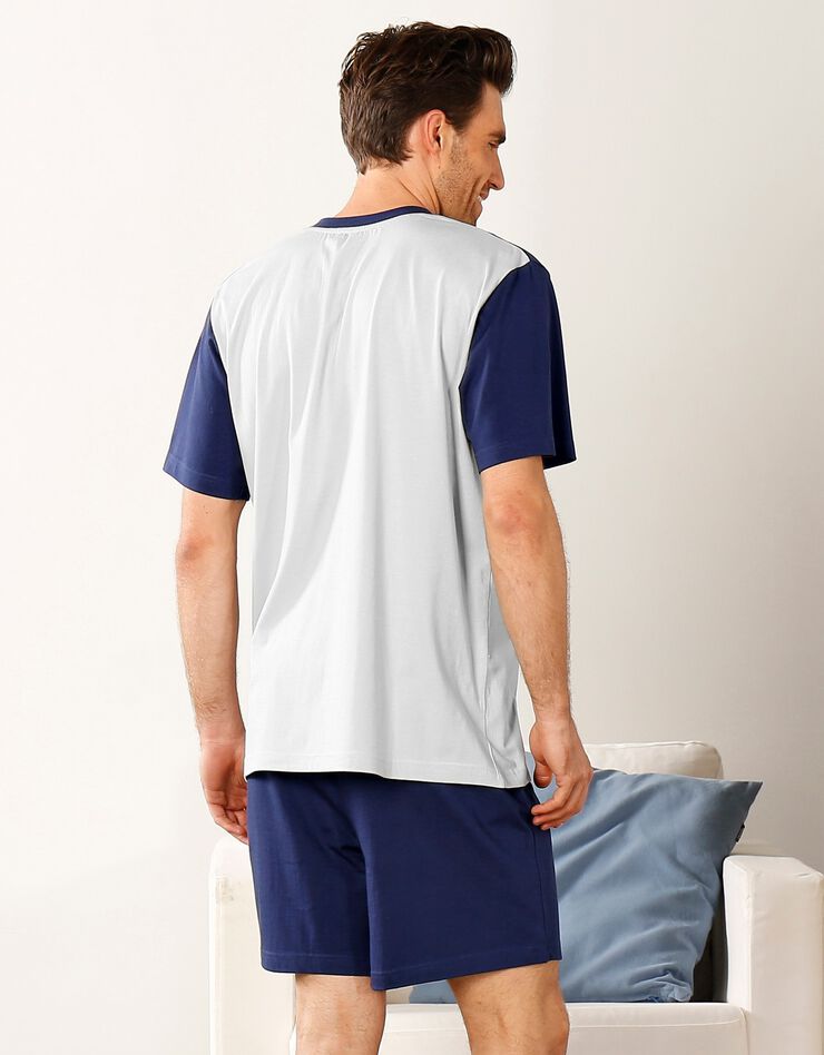 Pyjama short tricolore - lot de 2 (bleu + gris)