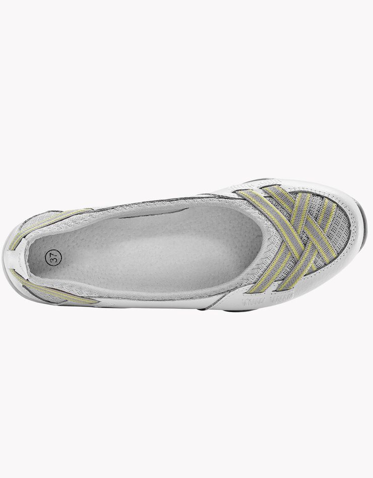 Ballerines souples cuir et textile aéré bandes élastiquées (blanc) Ballerines souples cuir et textile aéré bandes élastiquées (blanc)