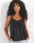 Top macramé col V, bretelles réglables (noir)