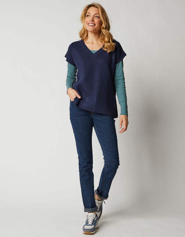 Pull col V manches courtes (marine) Pull col V manches courtes (marine)