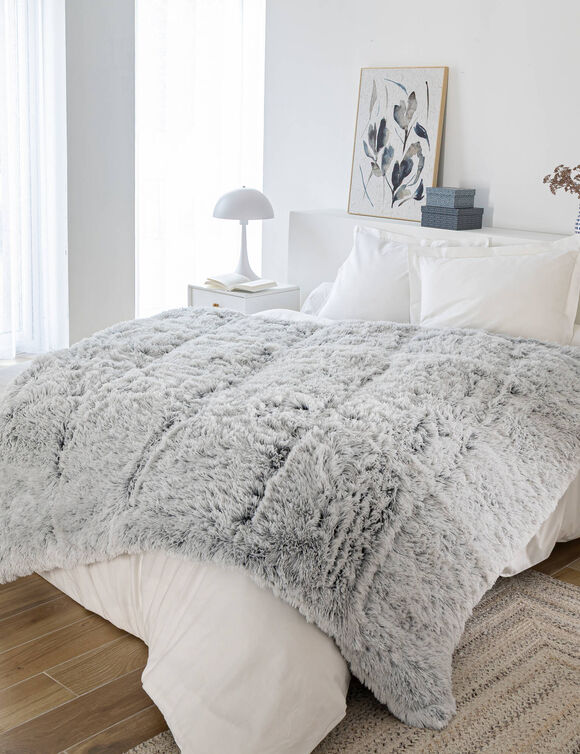 Édredon fourrure synthétique(**) 600 g/m² (gris chiné)