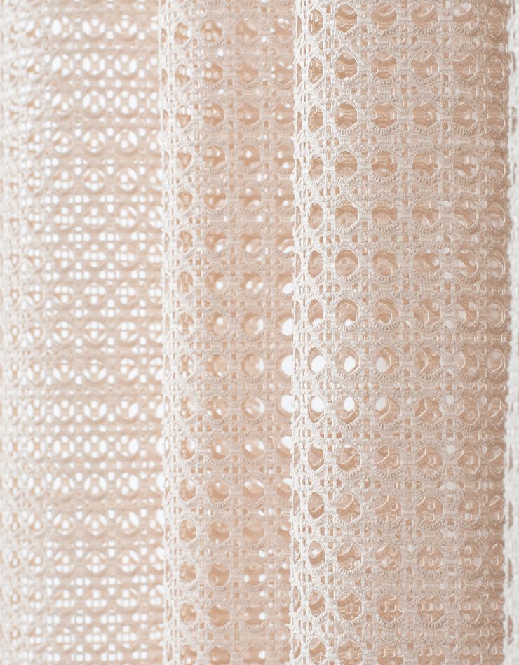 Rideau panneau brodé effet cannage  (beige)