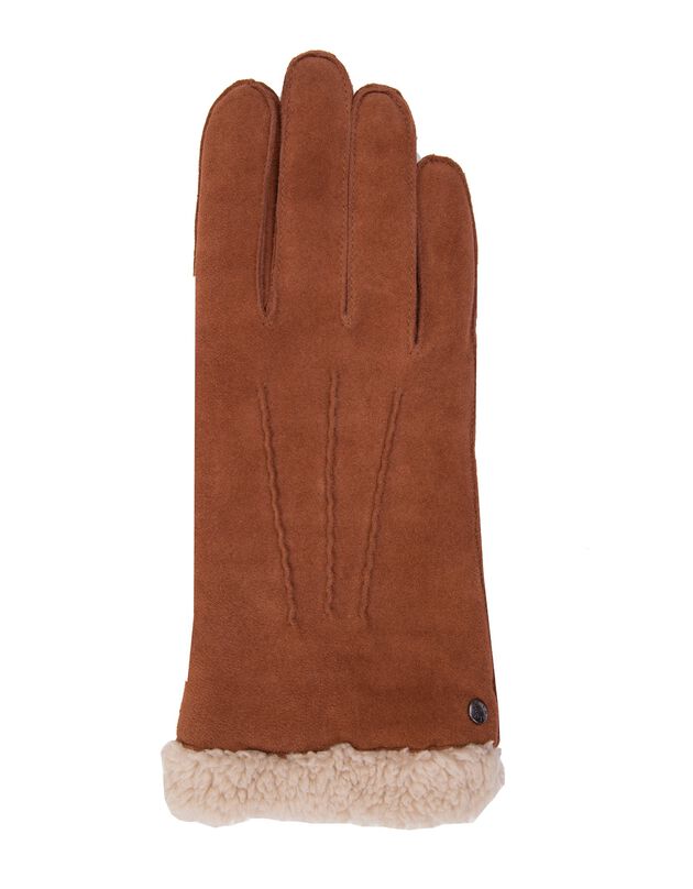Gants cuir chèvre velours doublés fausse fourrure ISOTONER (cognac)