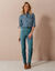 Pantalon sculptant, ceinture ventre plat (bleu canard)
