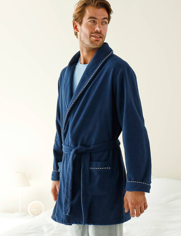 Robe de chambre courte maille polaire (marine)