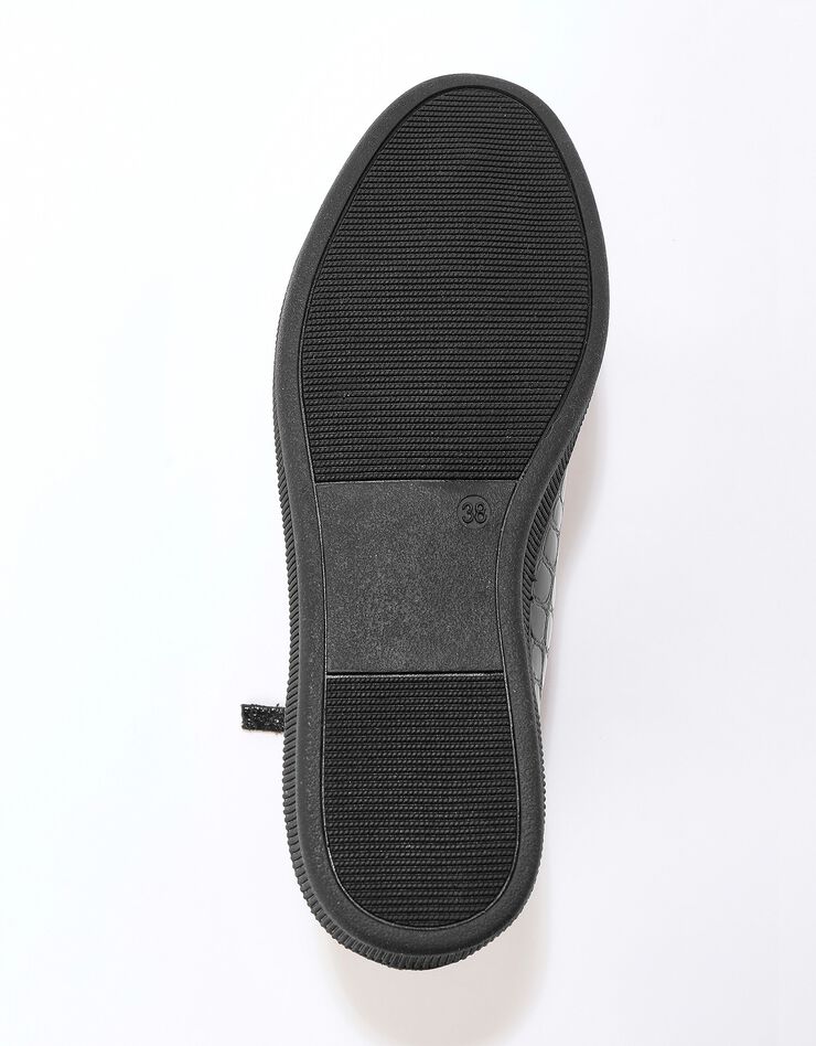 Basket montantes zippées en cuir souple effet croco (noir) Basket montantes zippées en cuir souple effet croco (noir)