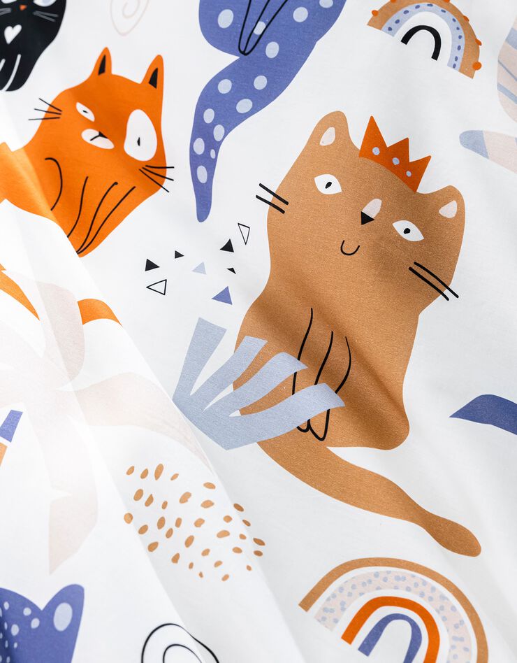 Linge de lit enfant Minou imprimé chat 1 personne - coton (blanc)