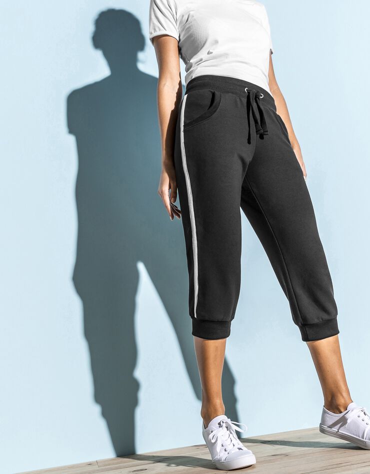 Pantacourt jogging bicolore (noir / blanc) Pantacourt jogging bicolore (noir / blanc)