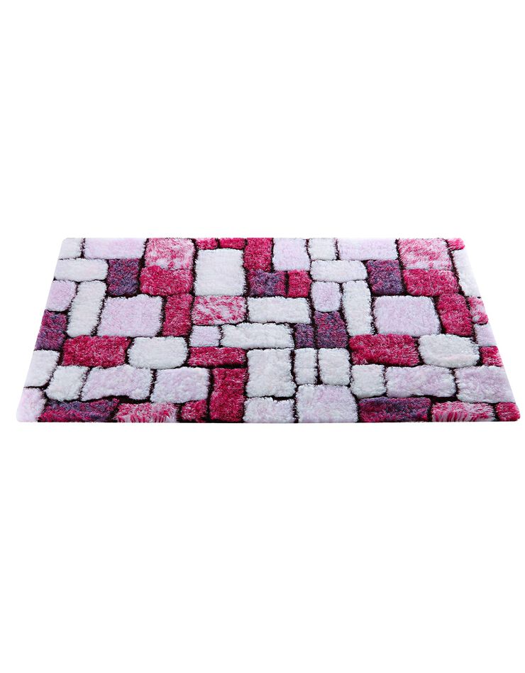 Tapis de bain mosaïque toucher peluche (violine)