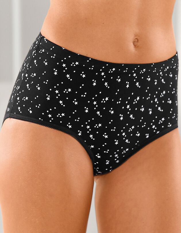 Culotte coton maxi imprimé étoiles - lot de 6 (noir / blanc)