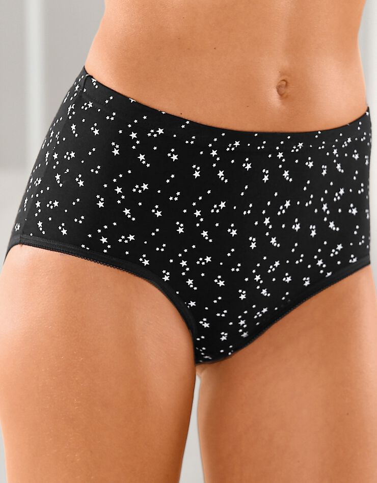 Culotte coton maxi imprimé étoiles - lot de 6 (noir / blanc) Culotte coton maxi imprimé étoiles - lot de 6 (noir / blanc)