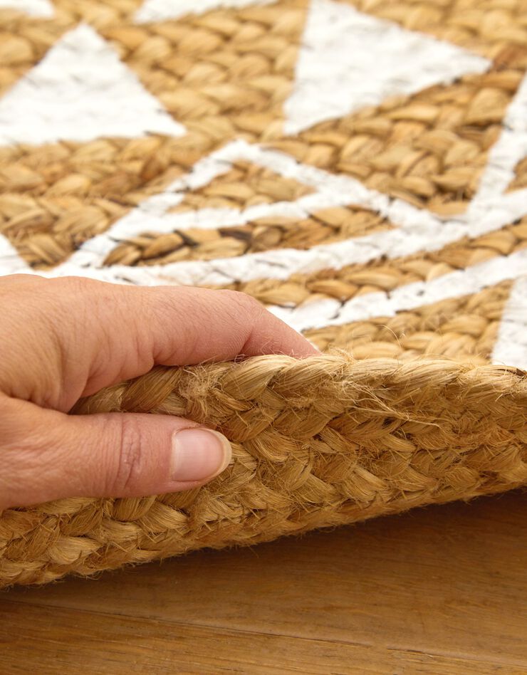 Tapis rond en jute imprimé blanc (blanc / naturel)