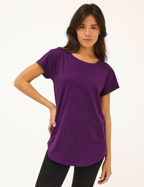 T-shirt col rond, manches courtes (violet)