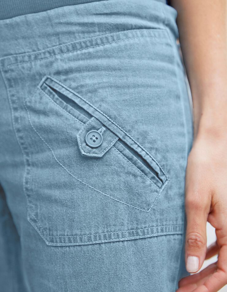 Pantalon coupe droite 7/8ème taille élastiquée, denim (bleached clair) Pantalon coupe droite 7/8ème taille élastiquée, denim (bleached clair)
