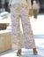 Pantalon large imprimé, taille élastiquée (taupe / pêche)