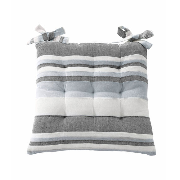 Galette de chaise carrée rayée - lot de 2 (gris perle)