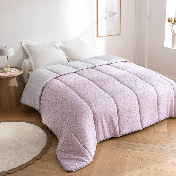 Couette microfibre imprimé Printemps 200 g/m² (parme)