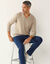 Pull pur coton col V manches longues (taupe chiné)