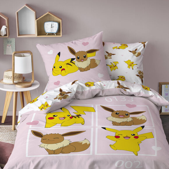 Parure de lit Pok&eacute;mon &Eacute;voli&reg; coton (rose)