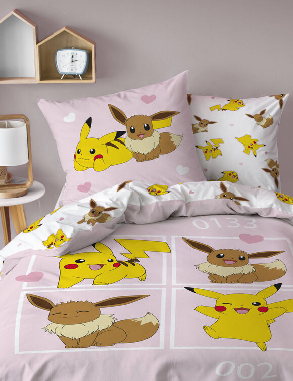 Parure de lit Pok&eacute;mon &Eacute;voli&reg; coton (rose)