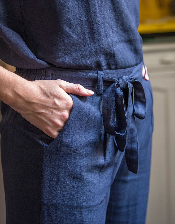 Pantacourt coupe large viscose-lin (indigo) Pantacourt coupe large viscose-lin (indigo)