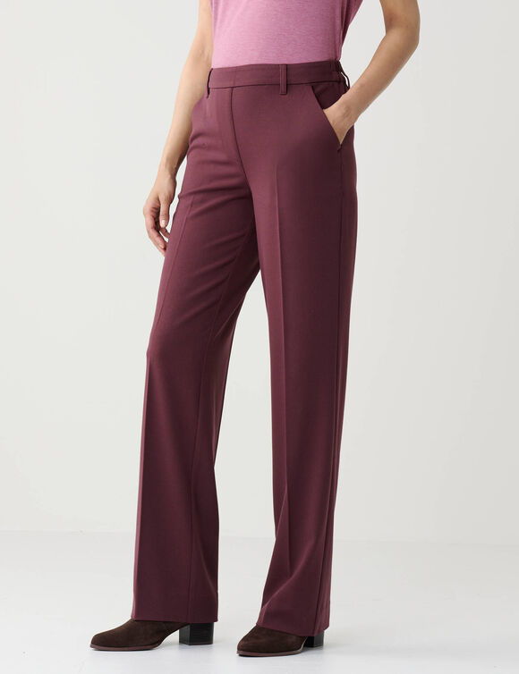 Pantalon &eacute;l&eacute;gant droit, uni (bordeaux)