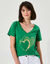 T-shirt col V imprimé doré (vert)
