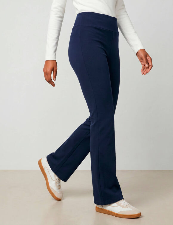 Legging flare taille haute, molleton chaud sp&eacute;cial froid (marine)
