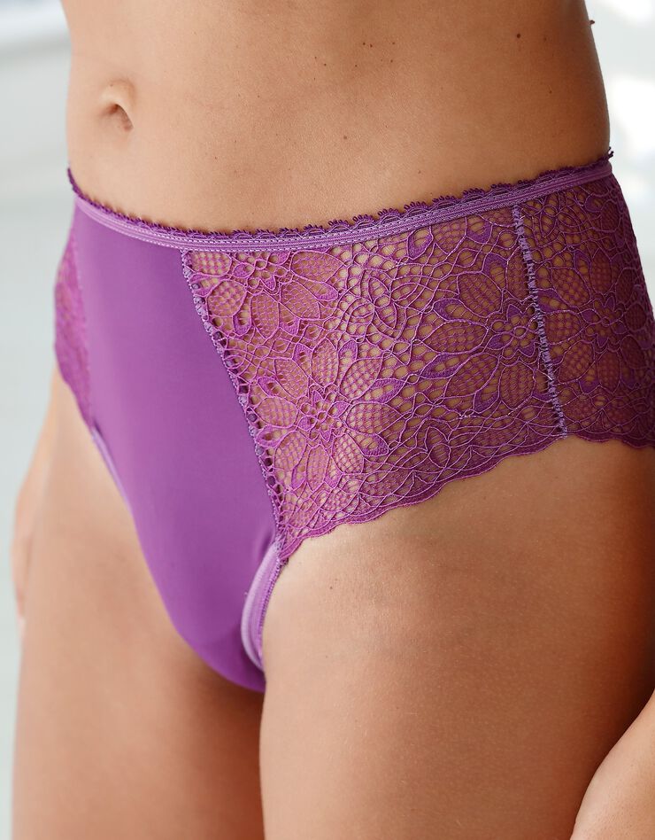 Culotte forme "tanga" taille haute - lot de 2 (violine) Culotte forme "tanga" taille haute - lot de 2 (violine)
