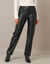 Pantalon droit, aspect cuir** (noir)