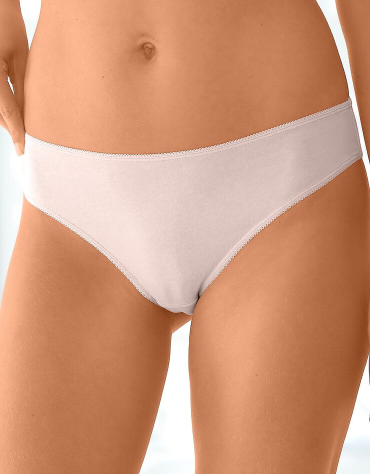 Culotte forme tanga coton stretch - Lot de 4 (nude + blanc)