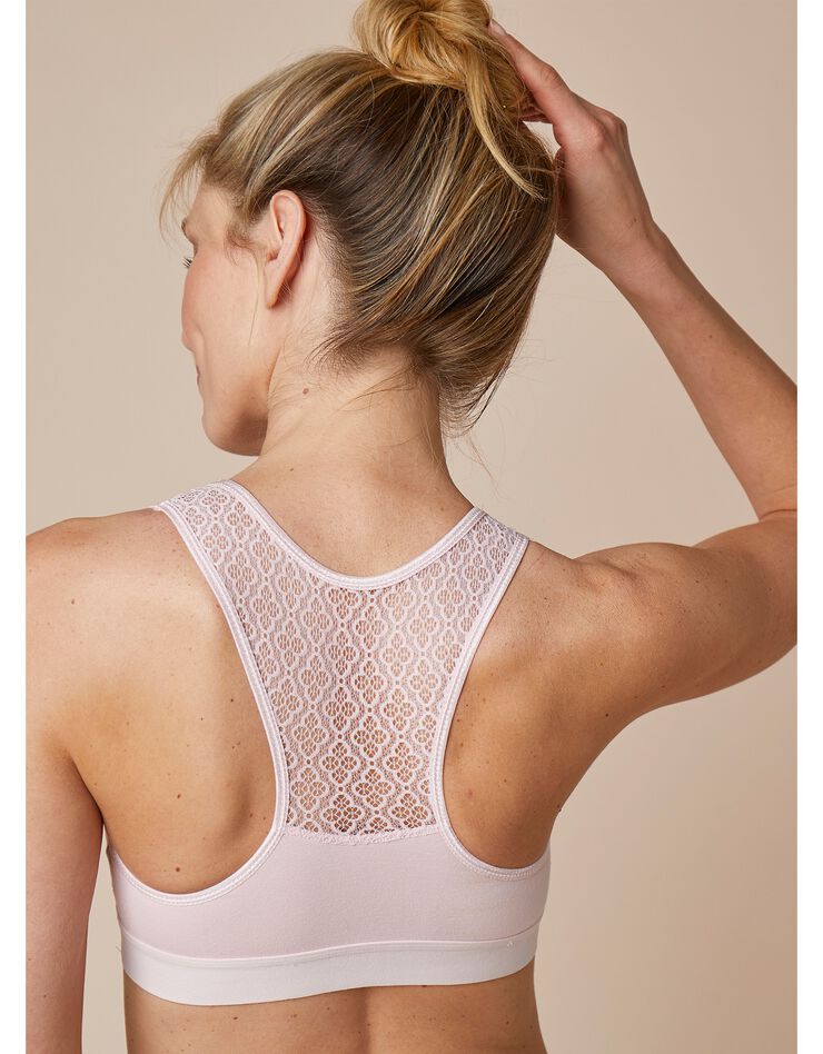 Soutien-gorge brassière coton dos dentelle - lot de 2 (blanc + poudre) Soutien-gorge brassière coton dos dentelle - lot de 2 (blanc + poudre)