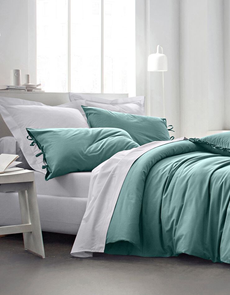 Drap-housse uni percale bonnets 40 cm (gris perle)