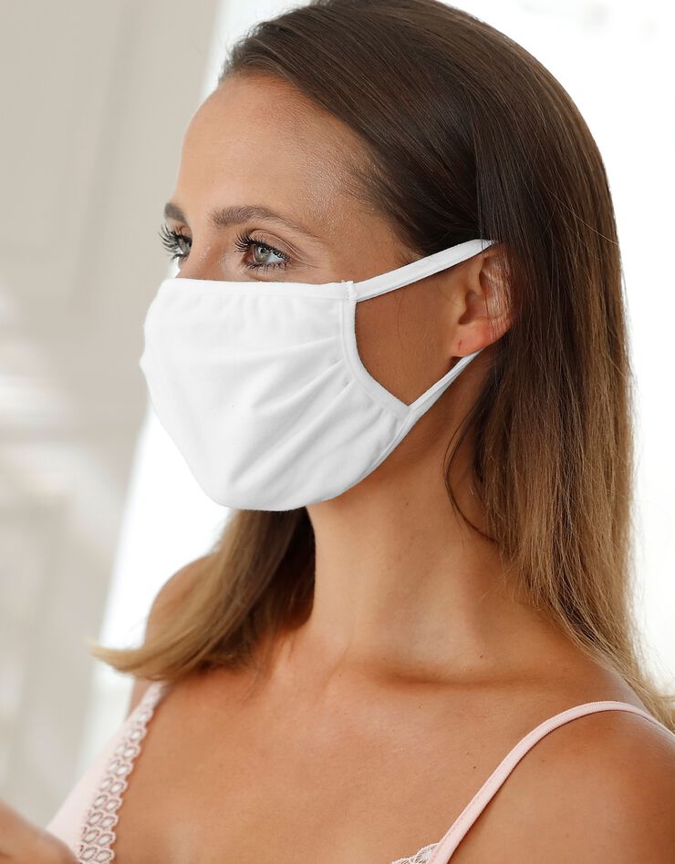 Masque barrière UNS1 en tissu conforme AFNOR SPEC S76-00 lavable 120 fois à 60° - lot de 2 (blanc) Masque barrière UNS1 en tissu conforme AFNOR SPEC S76-00 lavable 120 fois à 60° - lot de 2 (blanc)