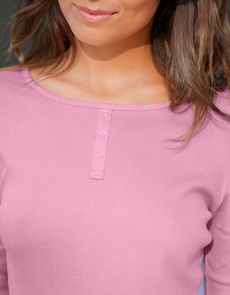 Tee-shirt coton manches longues uni (rose grisé) Tee-shirt coton manches longues uni (rose grisé)
