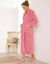 Peignoir polaire toucher peluche manches longues, longueur 130 cm  (rose poudr&eacute;)