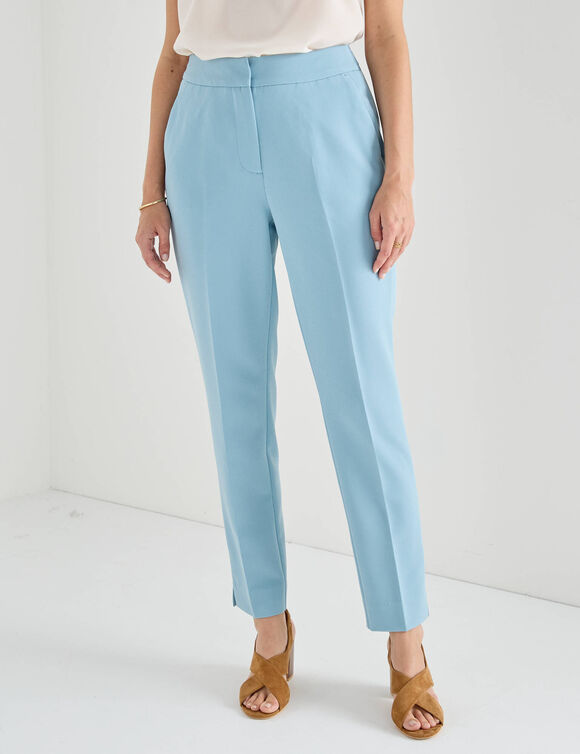 Pantalon 7/8&egrave;me coupe cigarette, uni (bleu gris&eacute;)