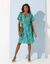 Robe boutonnée manches "papillon" imprimée (vert / bleu)