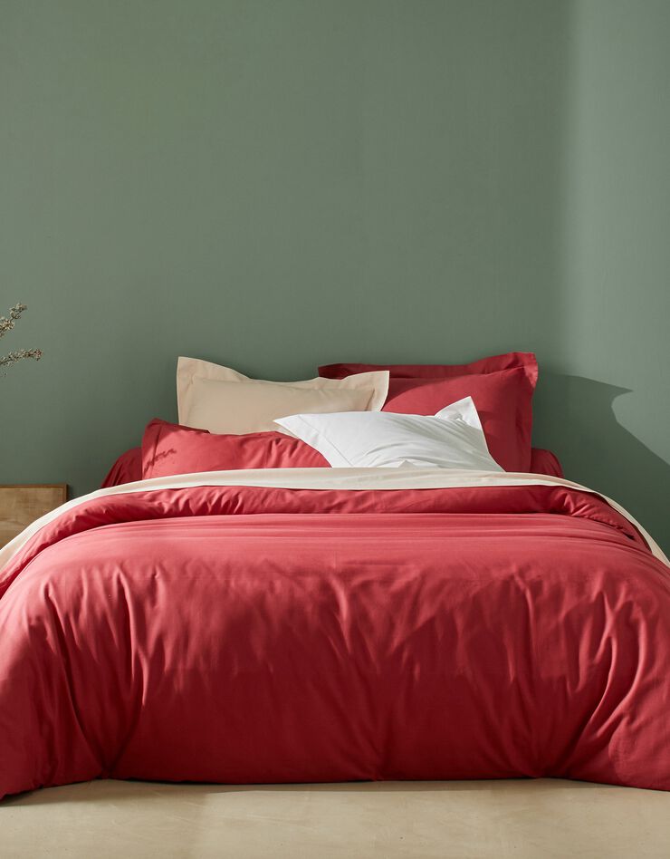 Linge de lit uni coton (rose pivoine)